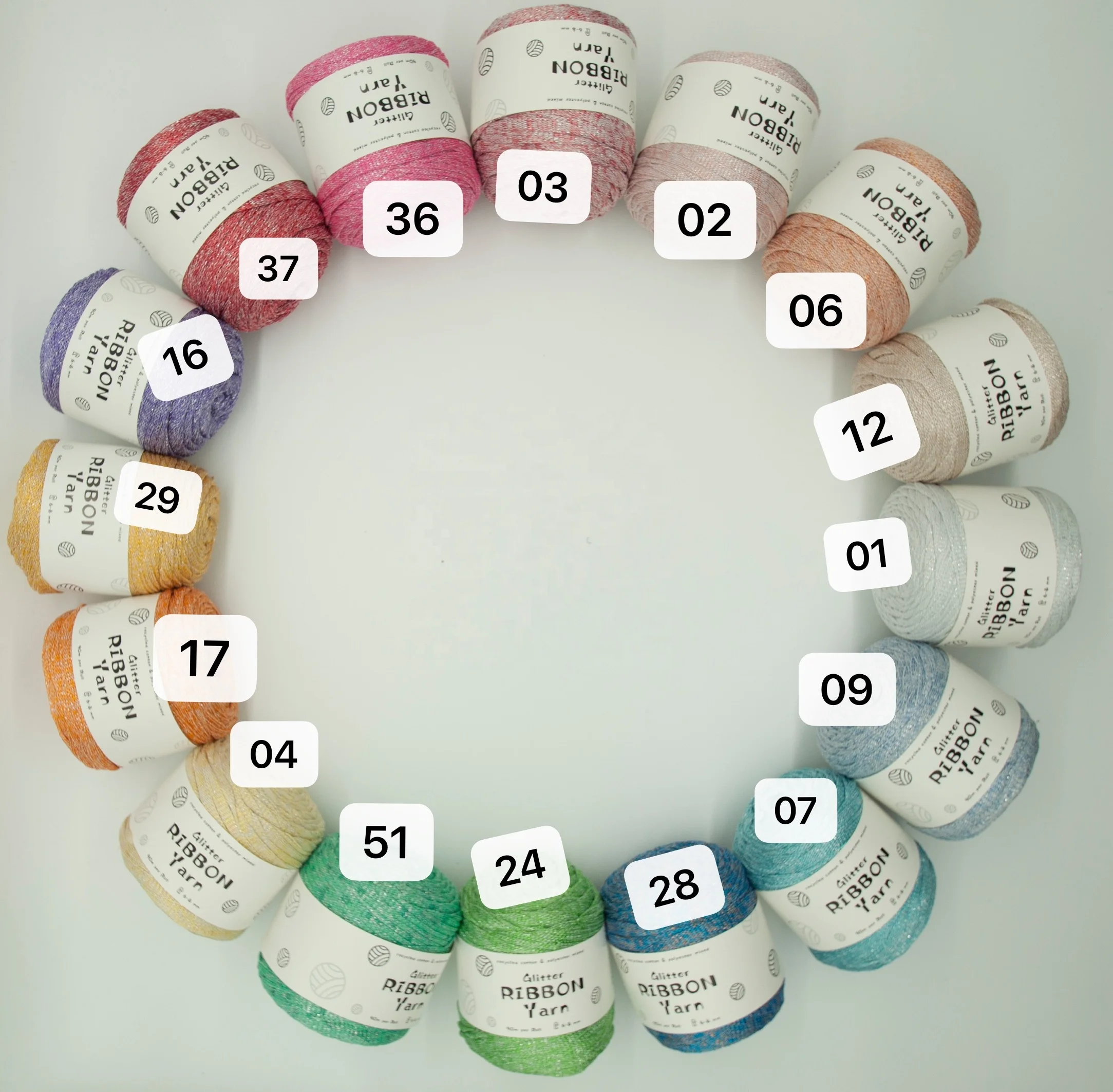 

Glitter Ribbon Yarn for 6mm 7mm 8mm needle, Colorful
