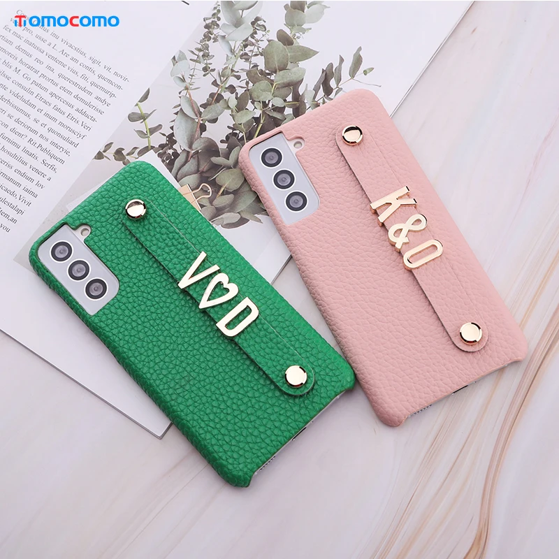 

Dropshipping Custom Mobile Phone Leather Case For Samsung S8 9 10 21 A50 70 A7 2018 Metal Letters Phone Funda