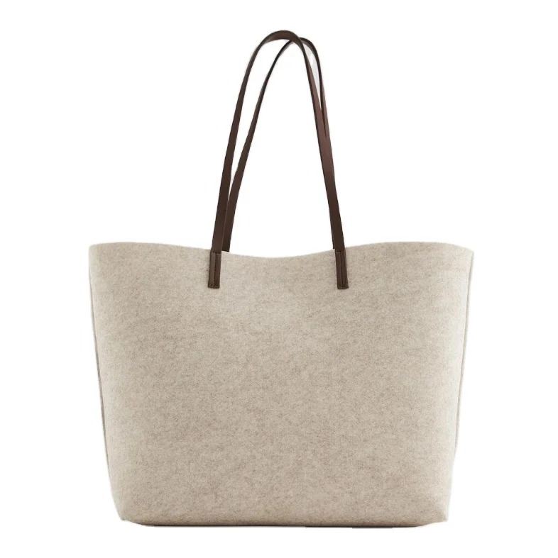 

desktop bags india pattern craft felt tote bag with leather strap, Grey or customed