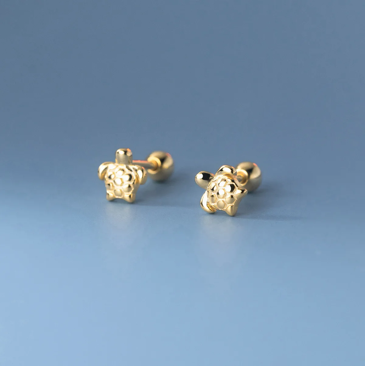 

fashion minimalist jewelry 925 sterling silver small earrings simple marine animal sea turtle gold plated stud earrings women