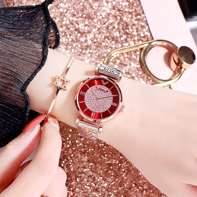 

Dropshipping Fashion Women Watches 20201Best Sell Flower Case Watch Luxury Red Women Leather Quartz Wrist Watches