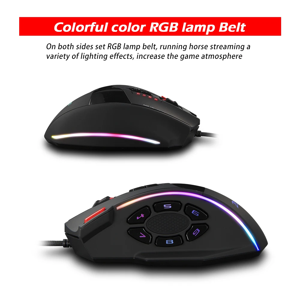 Wired 13 Buttons Programming Rgb Gaming Mouse Over 10000dpi Hot Sell