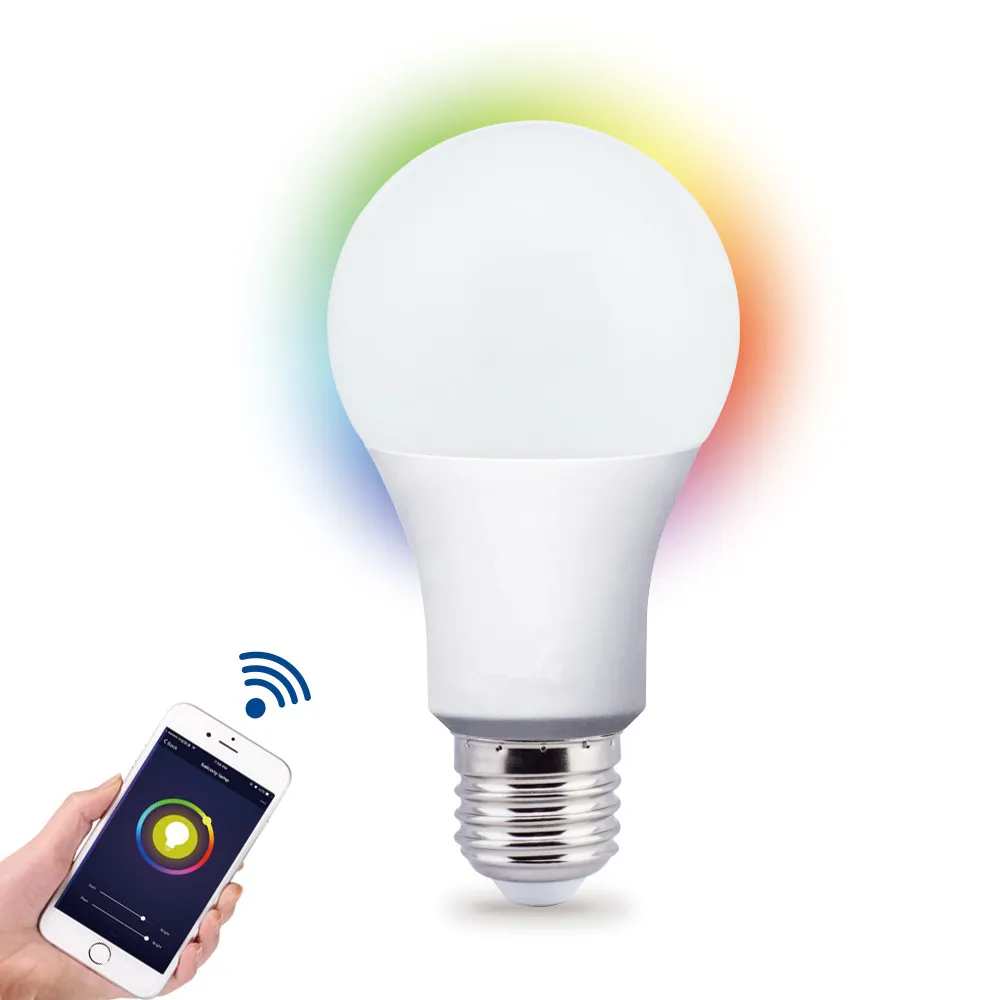 China Tuya Alexa Google Home Wireless 220V LED Light Raw Material 7W RGB Dimmable E27 E26 B22 WiFi Lamp Music Lights Smart Bulb