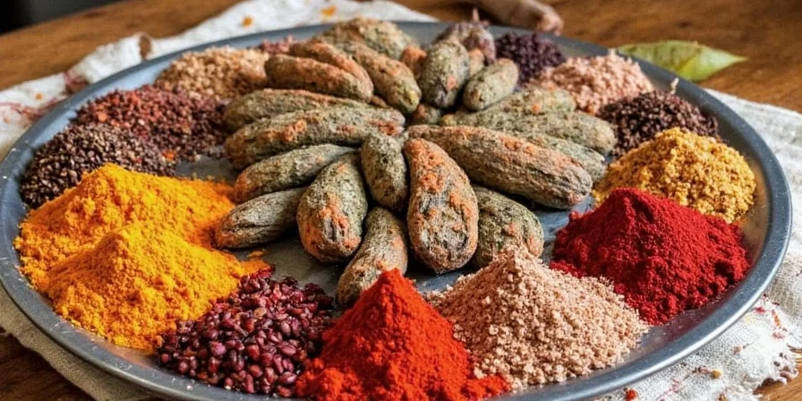 Collection of M-spices arranged artfully