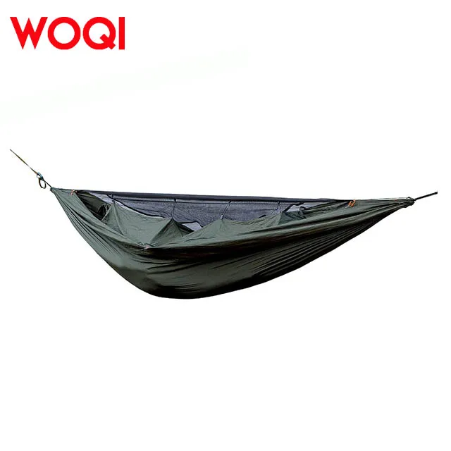WOQI Fashion Single and Two Camping Hiking Portable Parachute Lightweight Hammock with Tree Back and Net All Seasons