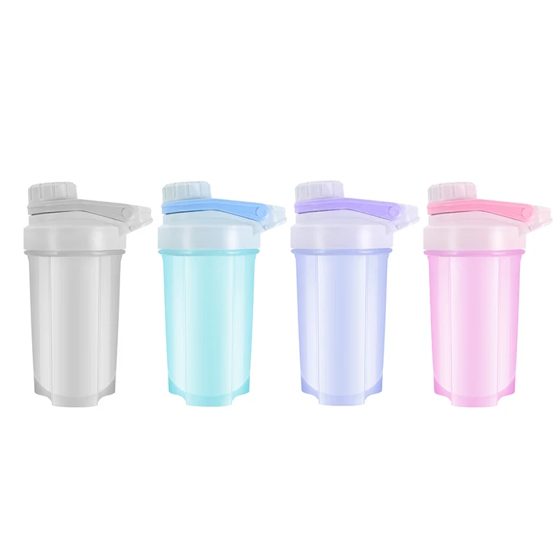 

Customizable BPA Free 500ml Fitness Plastic Protien Shaker Bottles with Mixer Ball, Pink, purple, grey, blue