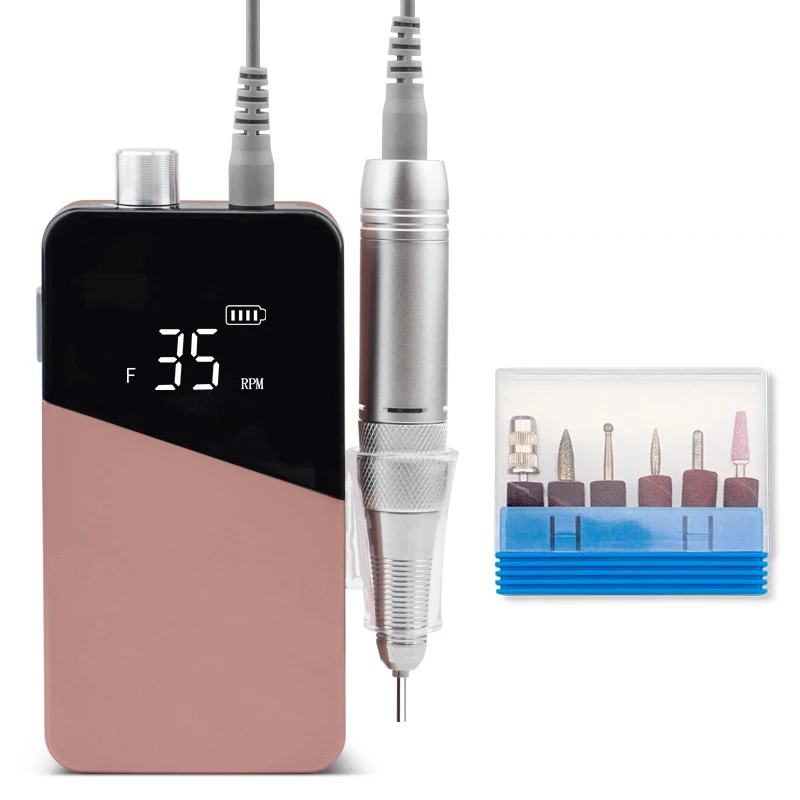 

Cheap Portable Acrylic Electric 35000 RPM Nail Drill Pink And Gold