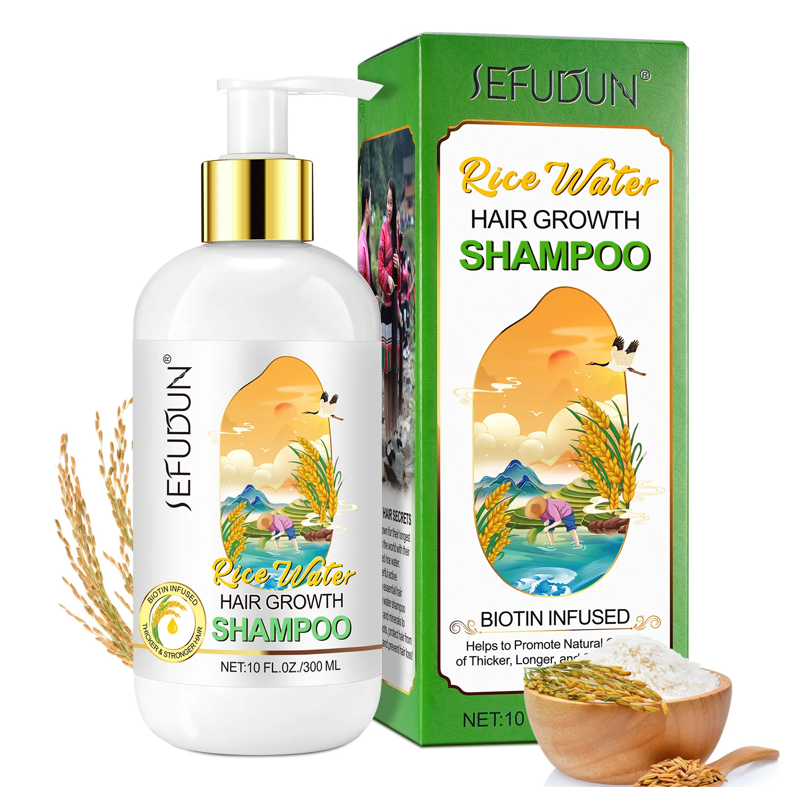 

Wholesale Organic Rice Water Hair Growth Shampoo Biotin Infused Hairs Soothing Nourishing Anti Hair Loss Rice Water Shampoo