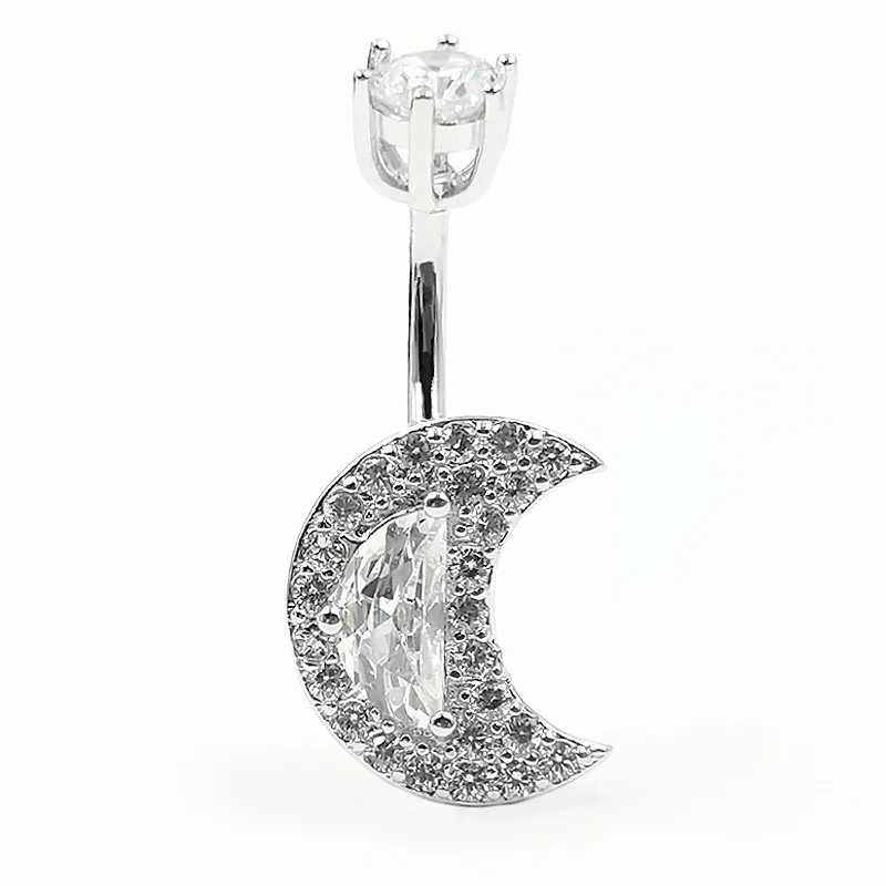 

HOVANCI 3 New arrival S925 sterling silver navel ring piercing jewelry zircon moon shape belly button ring