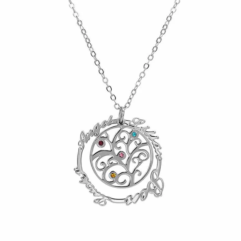 

New Style Hollow Tree Of Life Accessories Private Custom Name Letter Necklace Chain European Style Stainless Steel Necklace, Gold sliver rose gold