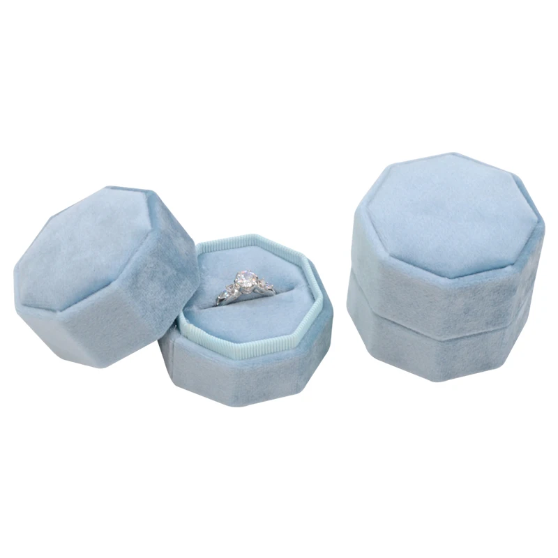 

Luxury Jewelry Gift Packaging For Sky Blue Velvet Small Ring Box, Sky blue/dirty pink/dark blue/lake blue