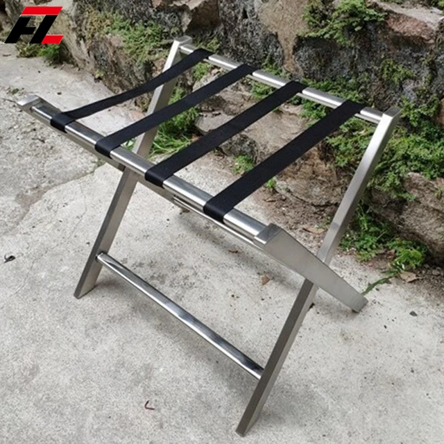 
Hotel Room Metal Folding Luggage Rack Bedroom Suitcase Support Stainless Steel Luggage Storage Rack 