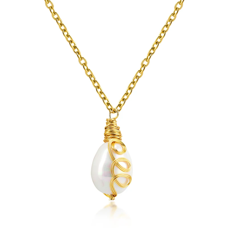 

Classic Golden Jewelry Stainless Steel With Big Shell Pendant For Women Men Unisex