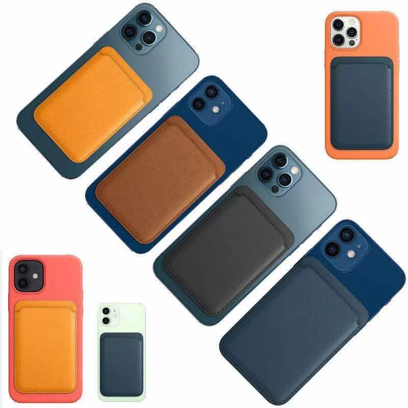 

Hot selling Phone Leather Wallet Magnetic Card holder Customized Logo Card Package For MagSafe For iPhone12 Pro Max Mini Case, As the pics / different colors