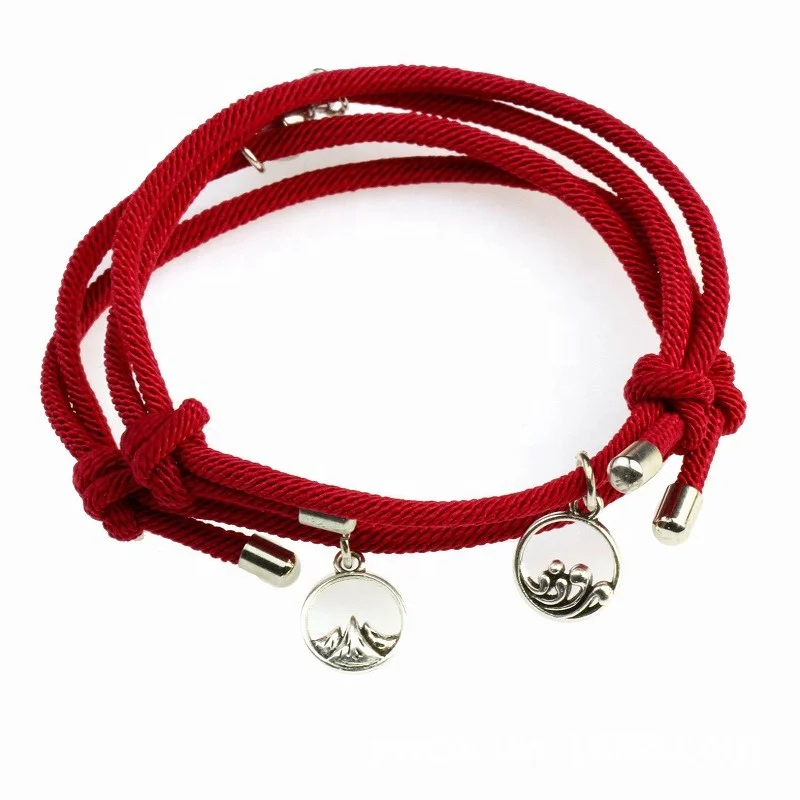 

Fashion Handmade Rope Bracelet Adjustable Alloy Sliver pendant bracelet Multicolor Rope Adjustable Lucky Bracelet For Women, Picture