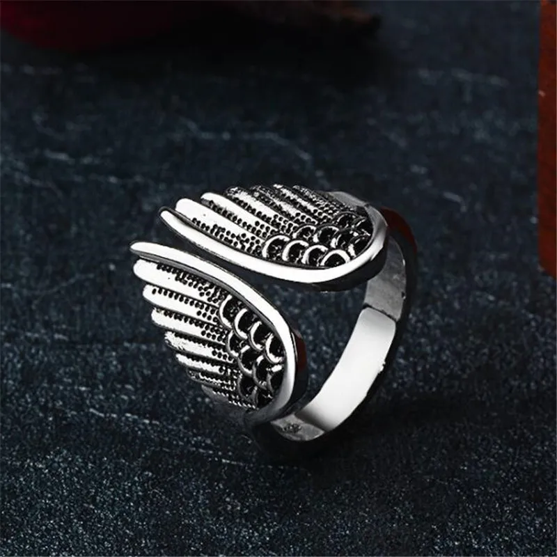 

Unique Design Angel Wing Index Finger Ring Silver Color Open Ring for Women Vintage Elegant Female Jewelry Gift