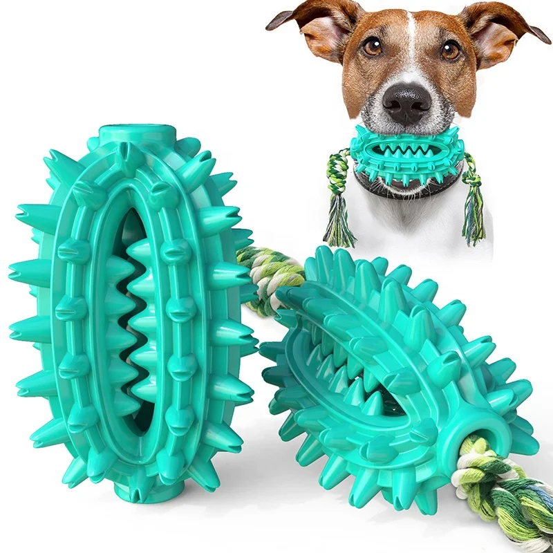 

High Quality Pet Dog Training Supplies Rubber Bite Resistance Chew Tool Cotton Rope Molar Ball Outdoor Toys For Large Dog, Blue,yellow,green