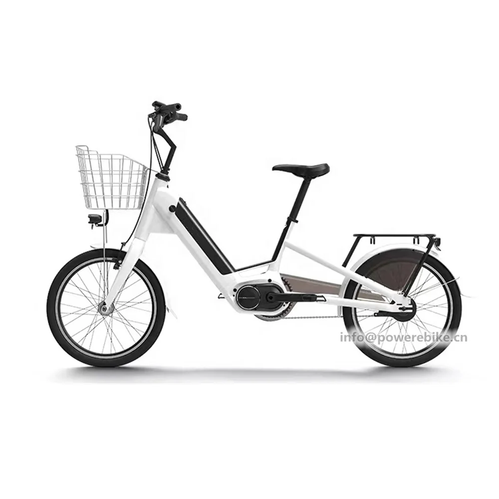 

New Two Wheel 20 Inch Electric Cargo Bike 36V 350W Electric Bike Mid Drive 10.4 Ah Battery City Ebike, White,blue,green