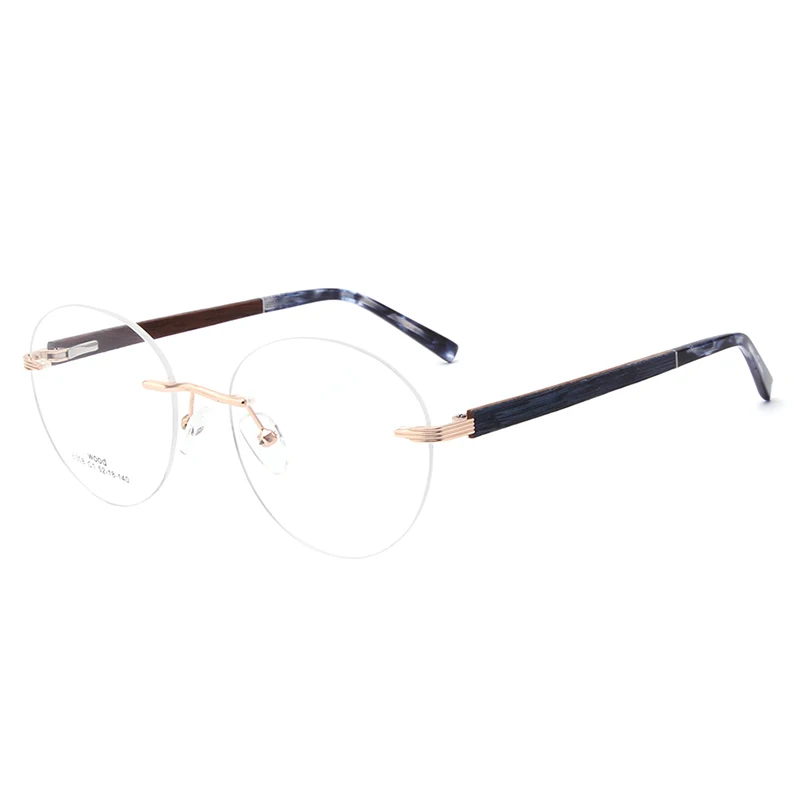 

Circular Rimless Retro Frame Optical Glasses Fashion Metal Wood Optical Glasses 2021 Newest, 4colors