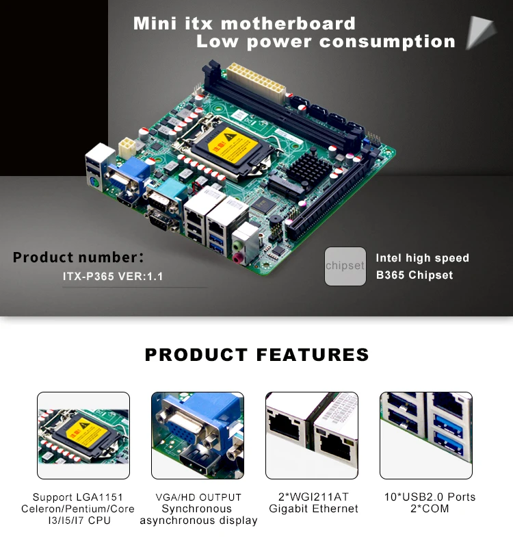 Coffee Lake Dual LAN 2 DDR4  4 SATA Ports PCIE Embedded Industrial Mini ITX Motherboard For POS Machine NAS Server