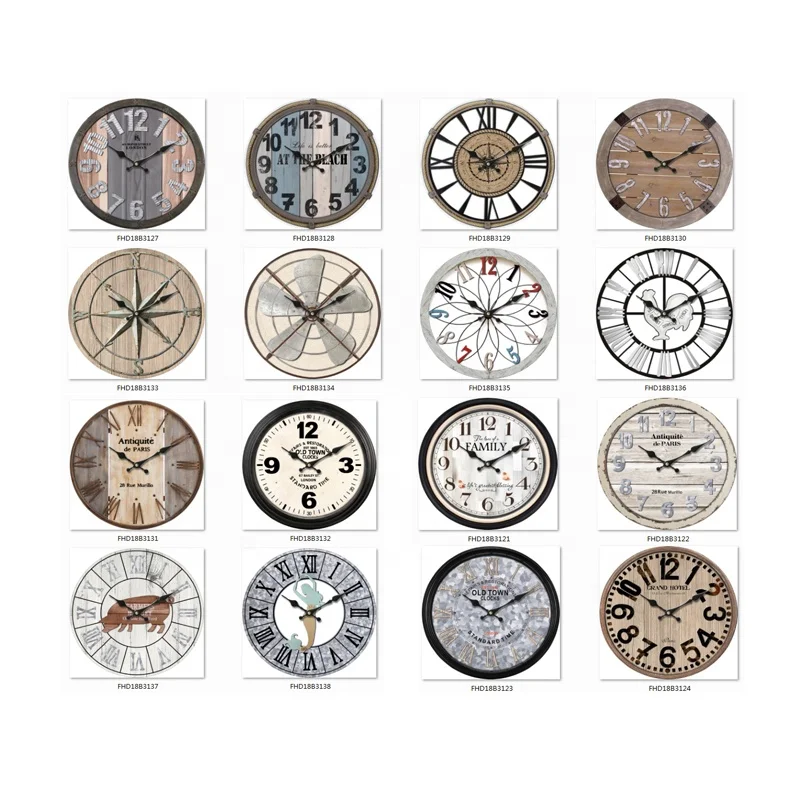 

Round vintage rustic antique customized promotional wall glass decorative clock