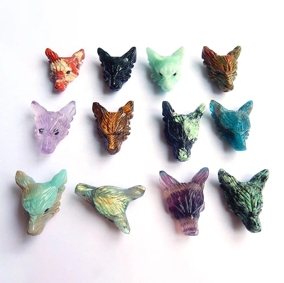 

Wholesale, Kinds Of Gemstone Wolf Head, Carve Wolf Head Pendant,Jewelry,Animal Pendant,Wolf Necklace, 1 Pcs, 32x25x11mm, Natural color