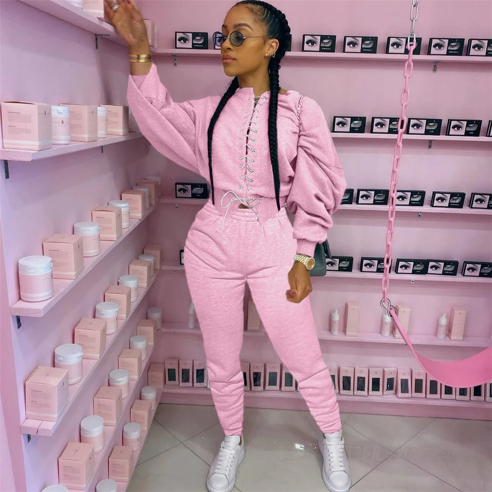 

A01135D Factory Outlet Phoenix Hot Style Women Sexy Two-piece Sets Fashion Casual Bandage Hoodie Two - Piece Set, 7 colors