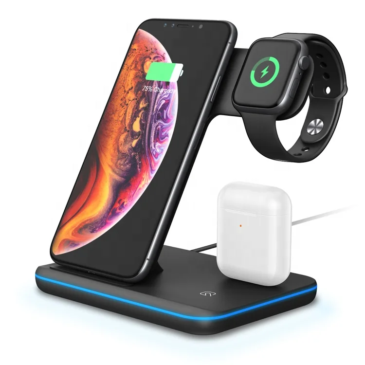 

Amazon Hot Sale 15W Fast Charging 3 in 1 Wireless Charging Station qi Wireless Charger Stand