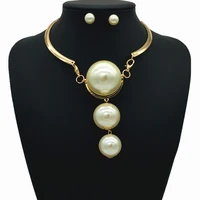 

Metal chocker Pearl Pendent Necklace Earring Set India Jewelry Set For Wedding