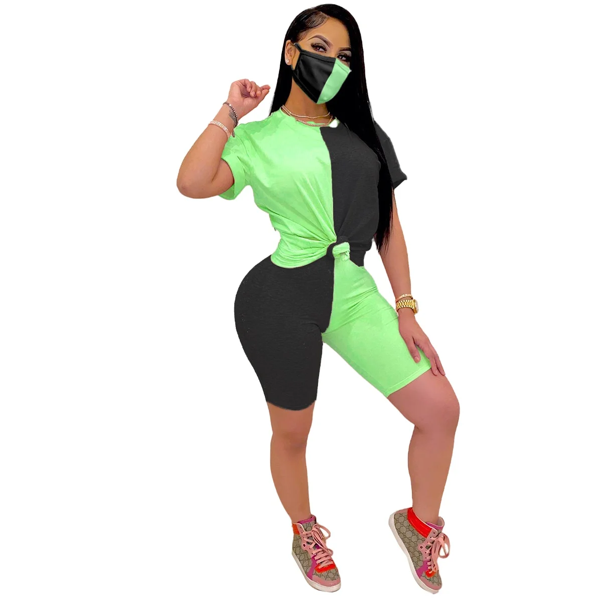 

Fitted Sweatsuit 2 Piece Woman Sport Contrasting color Tracksuit Jogging Suits, Picture