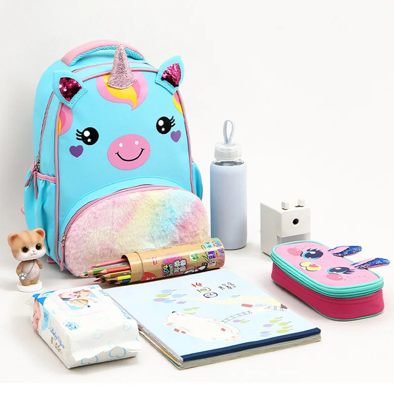 

Custom girl boy kids kindergarten backpack school bags children, Rabbite,unicorn,astronaut,dragon,lion,bat,owl