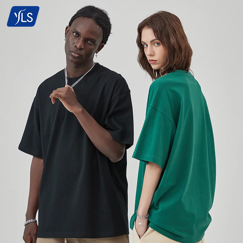 YLS Wholesale Summer New Blank Fashion Luxury T Shirt 275gsm Heavy 100% Cotton Oversized Tshirt Custom Puff Printed Tshirts