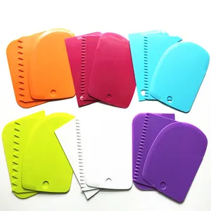 Image of BPA Free Multipurpose Colorful Set of 3 Bowl Baking Spatula Plastic Dough Scraper
