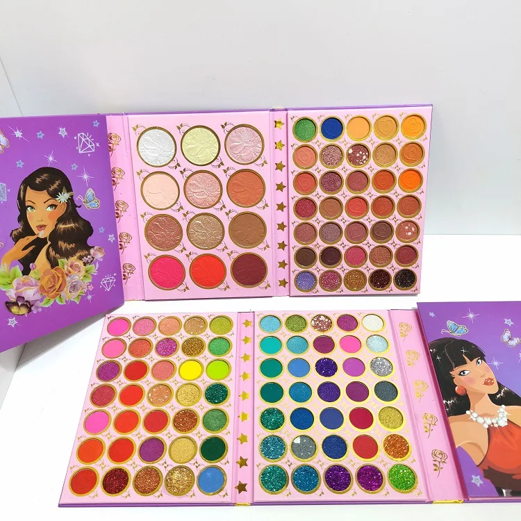

Hot Selling Private Label 117 Colors Blush Eyeshadow Palette Shimmer Fold Cartoon Eye Shadow palette, Colorful