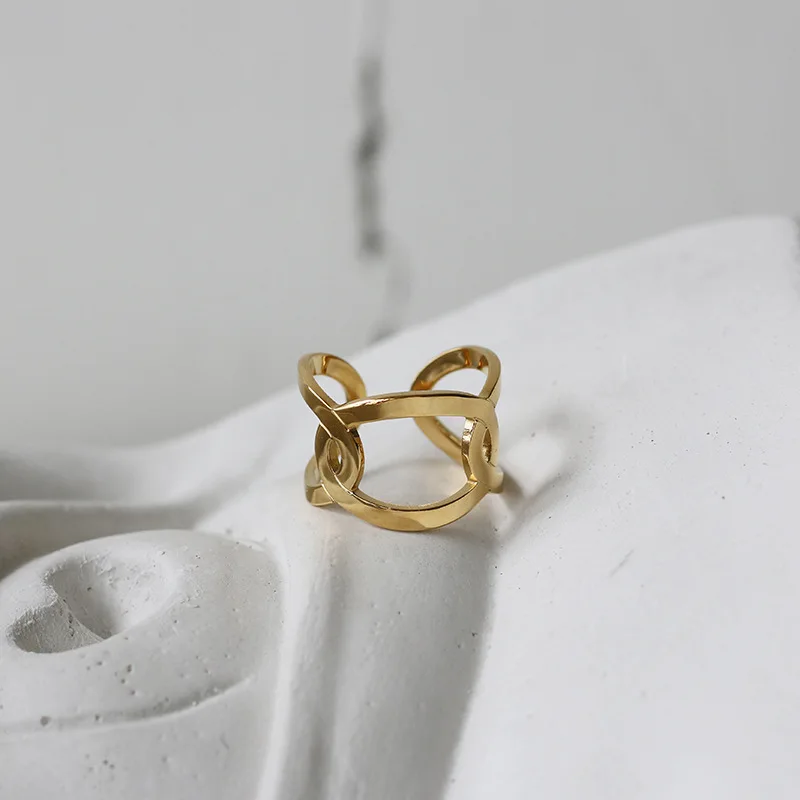 

Simple personality hollow stainless steel simple fashion ring jewelry for women, As picture