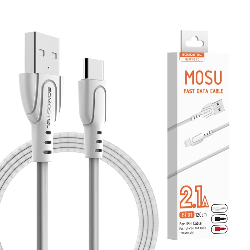 

Somostel High Quality 2.1A USB Data Cable PVC Material mobile phone data cable Mini Micro usb cable, White/black/red