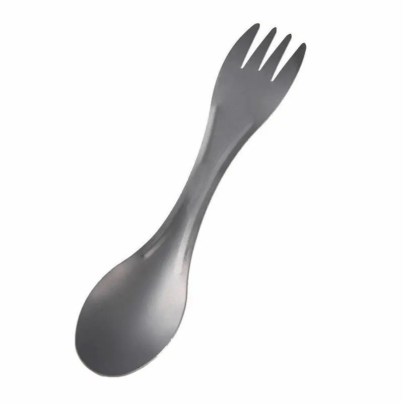 

2 IN 1 Titanium Spork And Spoon Fork Titanium Tableware Flatware Cutlery Outdoor, Silver