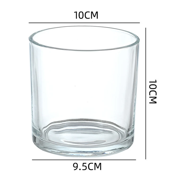 Wholesale Transparent Empty Clear Scented 10cm Wide Mouth Glass Candle Jar for Candle Making