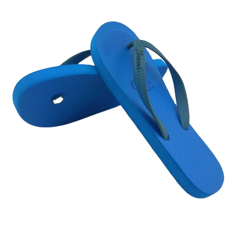 

Cheap price bulk wholesale blue rubber outsole pressing custom logo outdoor beach slipper flip flops