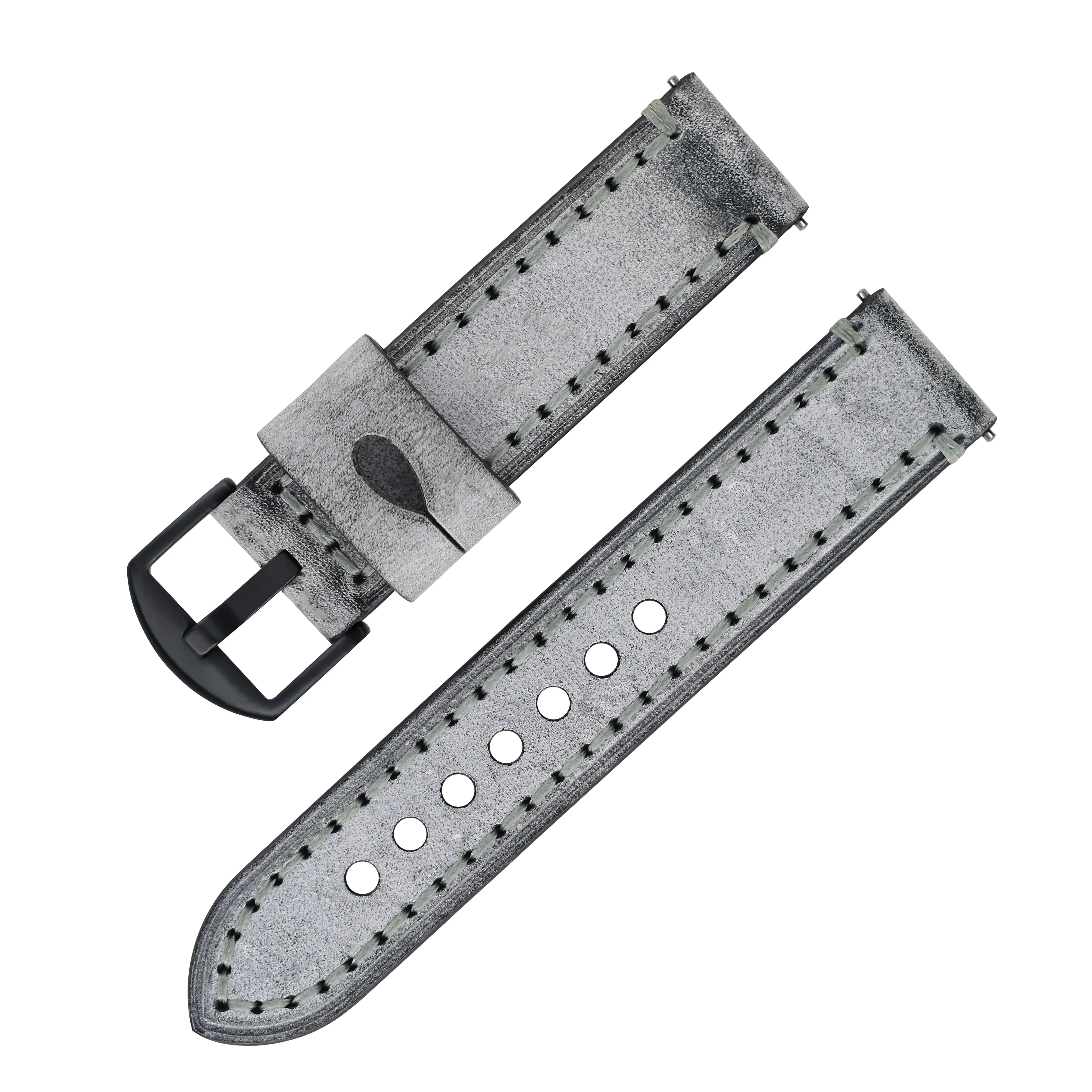 

Heqi Handmade Genuine Leather Watch Strap 20mm 22mm Luxury Leather Watch Band Black With Quick Push Pin