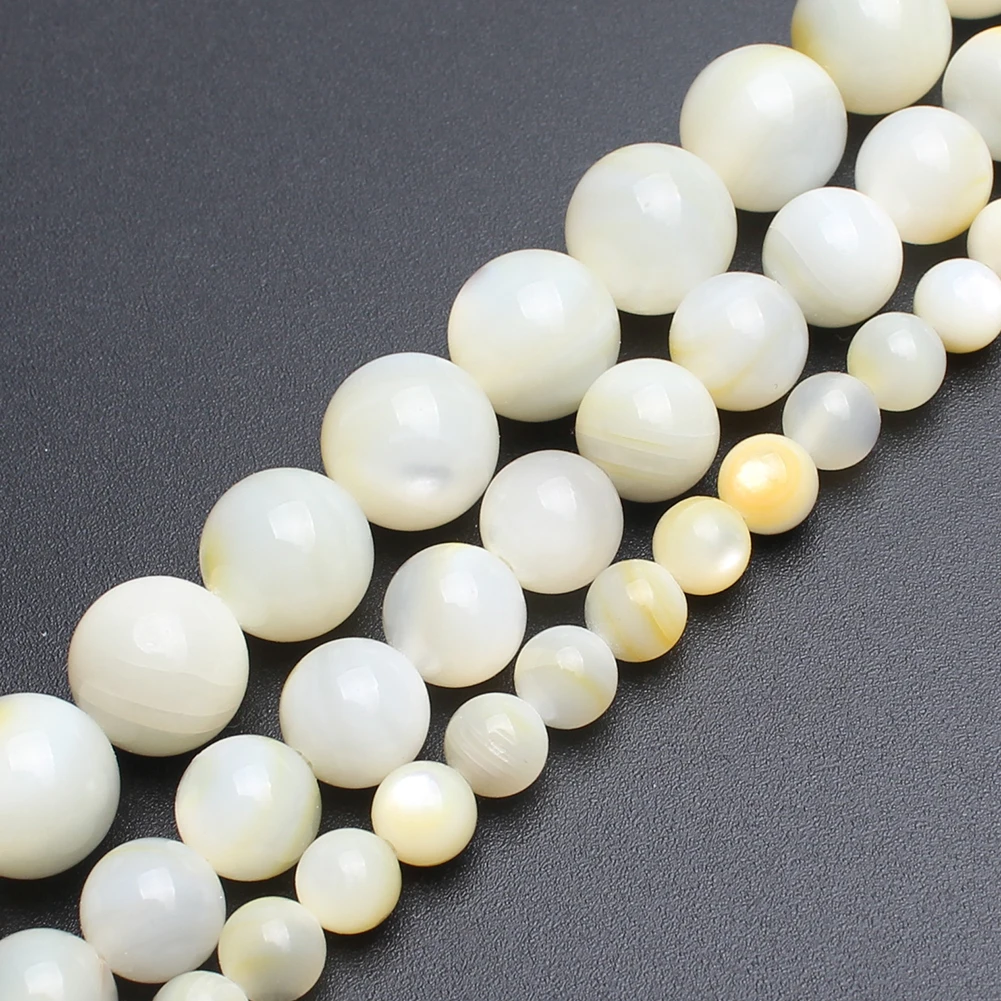 

Wholesale 6/8/10mm 15inches Loose Beads Round Yellow Shell Beads For Jewelry Diy Bracelet Necklace