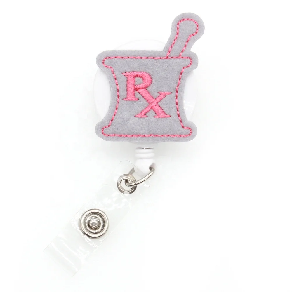 

Free Shipping RX Medical Nurse Retractable Felt ID Badge Holder, As picture