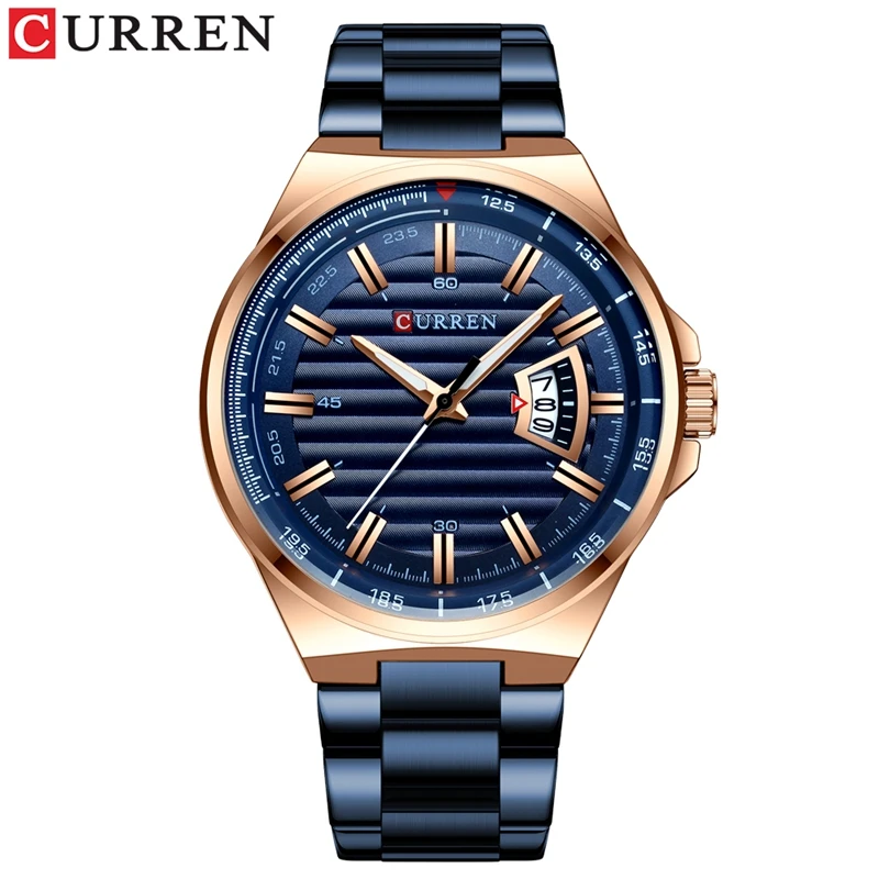 

CURREN 8375 Wholesale in Prc Watch Blue Stainless Steel Dial Analog Current Quartz 2020 Eco-friendly Men Round Japanese Quartz