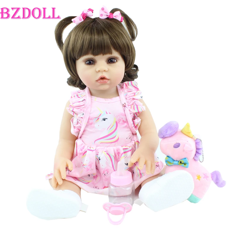 

48 CM Soft Silicone Body Reborn Doll For Girl 19 inch Vinyl Princess Babies Cute Birthday Gift Bonecas Kids Bathe Toy