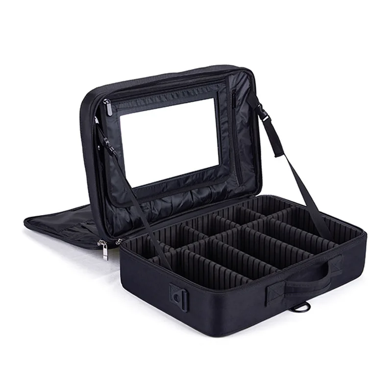 

travel carry on travel makeup train case led light mirror cosmetic case for dressing table makeup organizer storage box, Picture