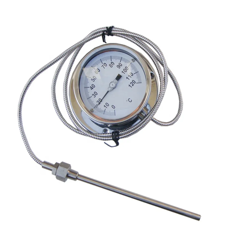 Full Stainless Steel Bimetal Thermometer Capillary Temperature Gauge ...