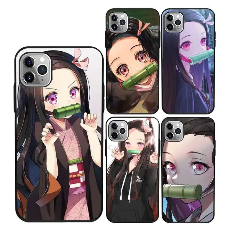 

Anime demon slayer universal phone case silicon for iphone 12 Mini Pro Max, Black