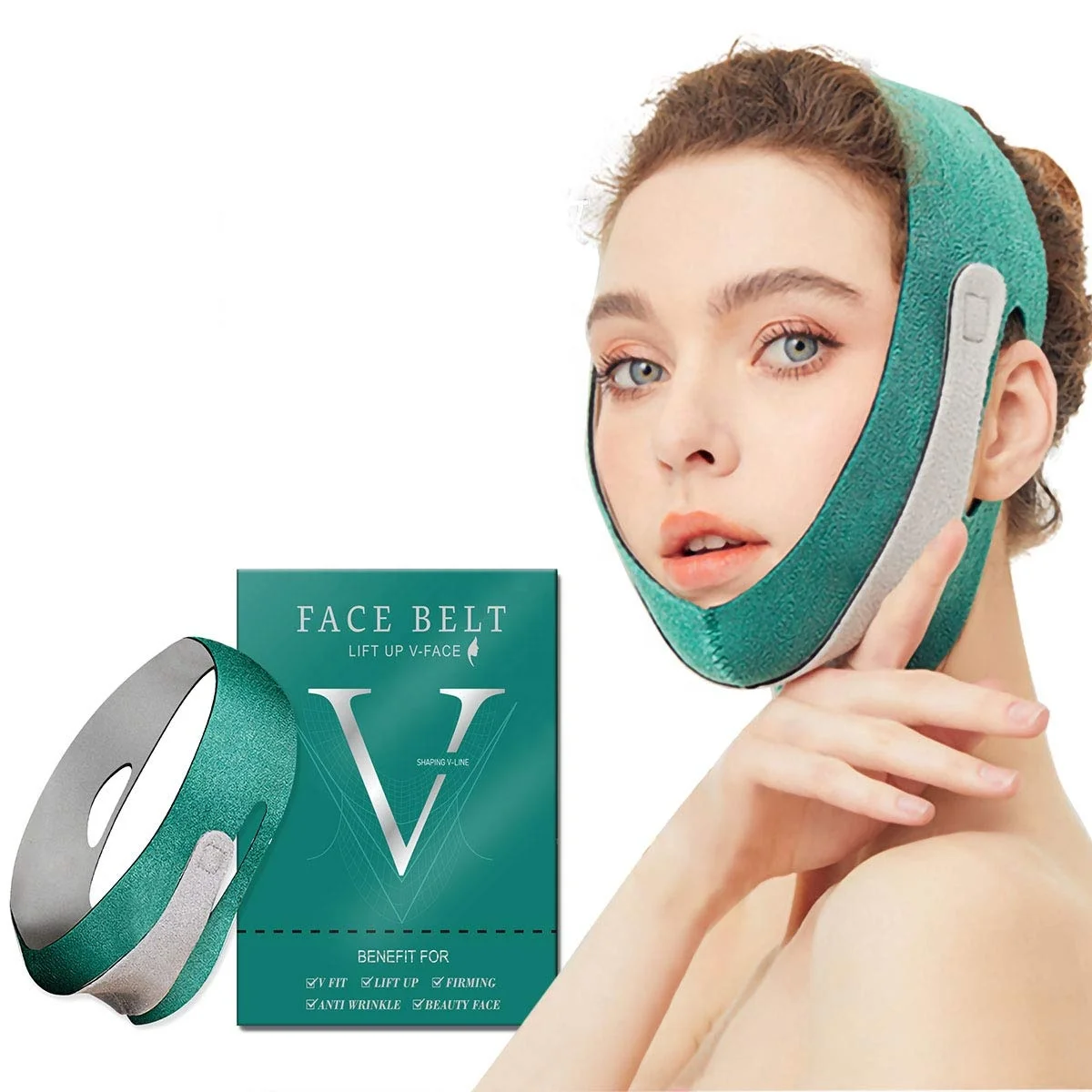 

Healthy Facial V-Line Lift Up Belt Women Slimming Chin Cheek Slim Lift Up V Face Anti Wrinkle Strap Band, Pink,skin color