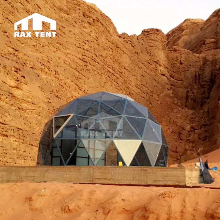 

China manufacturer yurt tent aluminum glass dome tent glass dome house for family resort and hotel in Jordan desert best sale