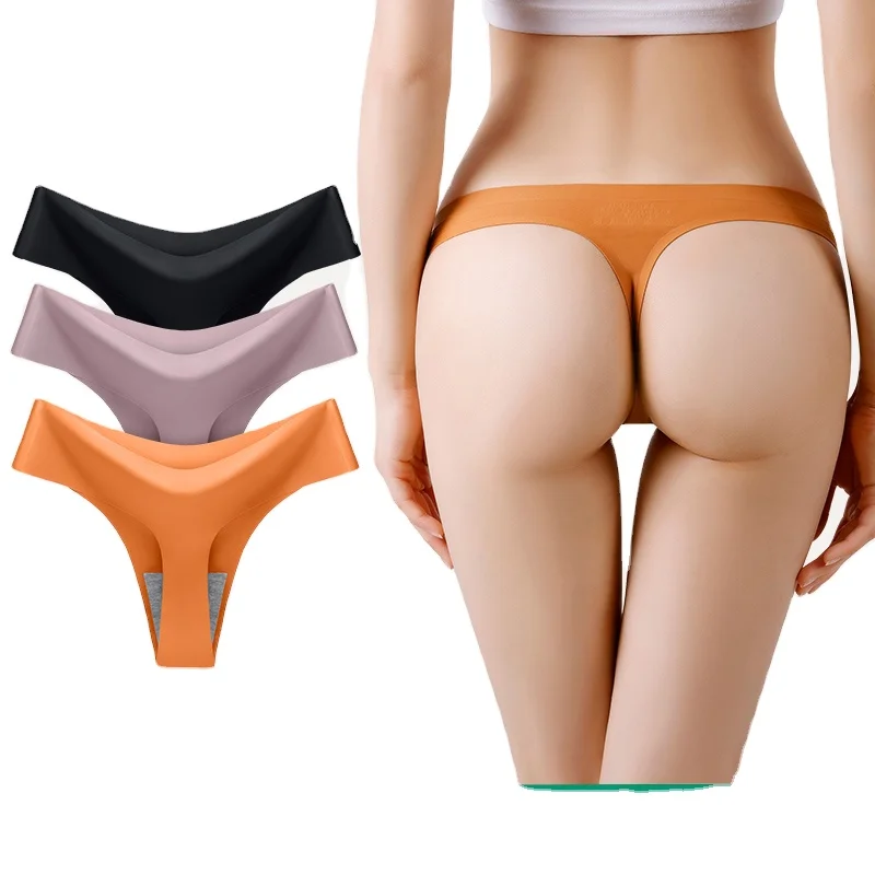 

New Ice Silk girl's brief Triangle Sexy Low waist G-string Pants for women's panties seamless ladies lingerie